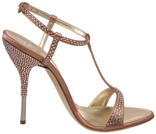 Giuseppe Zanotti Women's E10258 Crystal Sandal Instep Soft salmon colored embellished heels from Giuseppe Zanotti