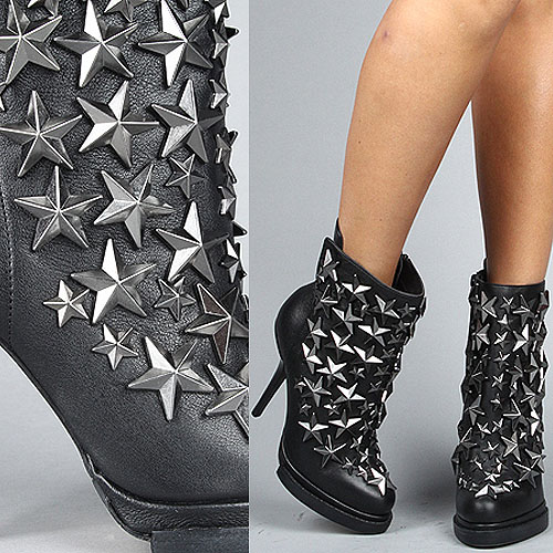 Jeffrey Campbell See Stars booties A slim heel and blocky platform set the stage for a star-studded boot