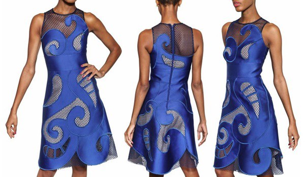 Viktor Rolf Mesh Inserts on Techno Silk Duchess Dress
