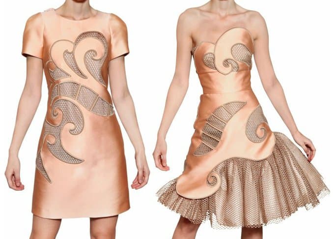 viktor rolf mesh inserts on techno silk duchess dresses Viktor Rolf Mesh Inserts on Techno Silk Duchess Shift Dress and Viktor Rolf Mesh Inserts on Techno Silk Duchess Strapless Dress