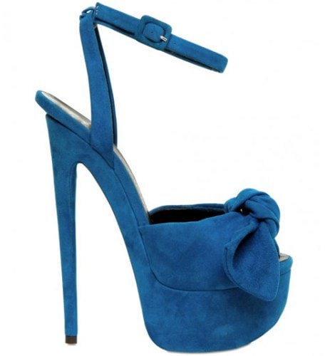 Giuseppe Zanotti 160MM Suede Bow Sandals in Avio
