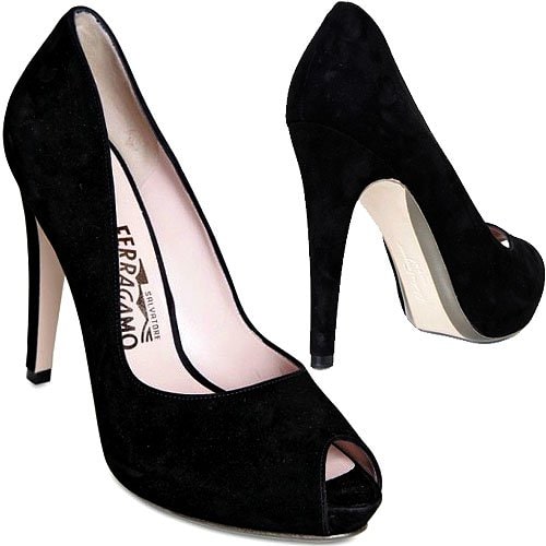 Salvatore Ferragamo suede peep toe pumps Salvatore Ferragamo Suede Peep-Toe Pumps