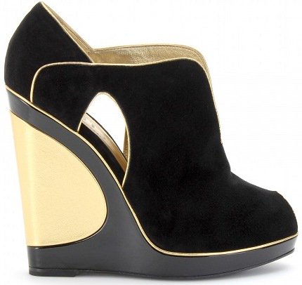 Black Saint Laurent Maggy 105 Suede Cutout Wedges
