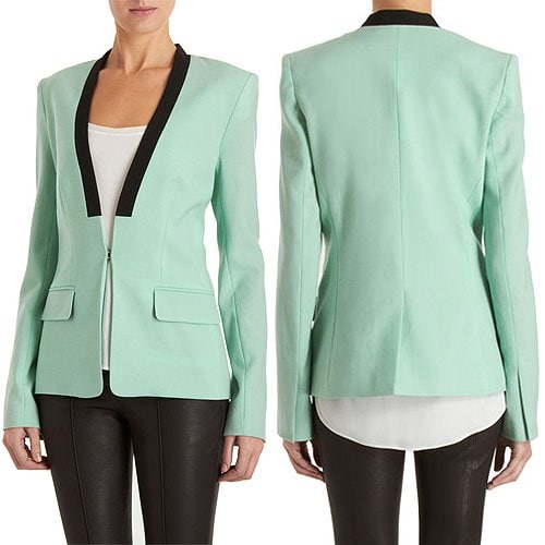 A.L.C. Zoe blazer Blazer with mock lapel in a contrasting black color, flap pockets, and an interesting slit detail at the cuffs of the sleeves