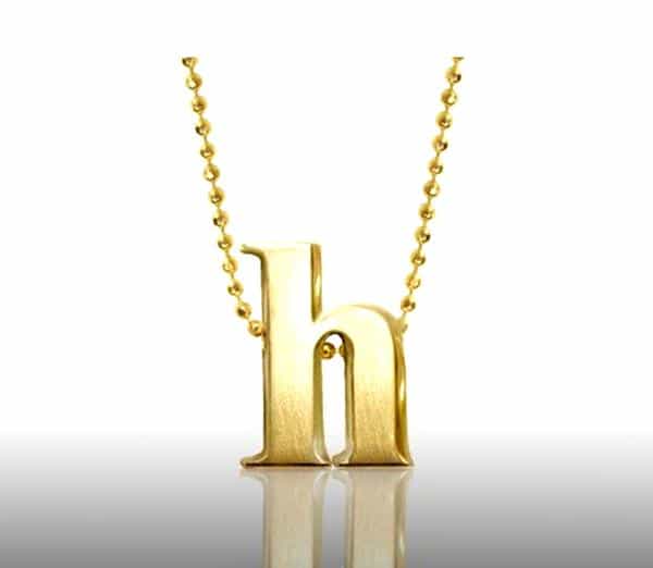 Alex Woo Baby Letter h Gold “h” pendant necklace by American retailer and fine jewelry designer Alex Woo