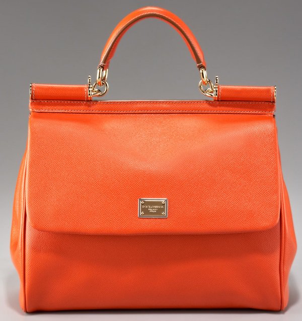 Dolce Gabbana Red Miss Sicily Leather Handbag in Coral