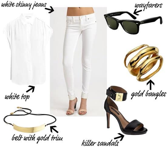 Elle's Look Get inspired by Elle's Look: A chic combination of True Religion jeans, a Diane von Furstenberg top, and accessories that redefine spring fashion