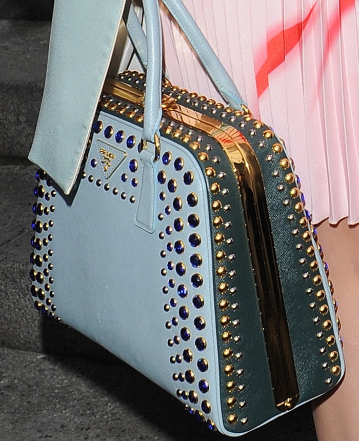Katy Perry's baby blue studded handbag