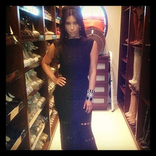 Kim Kardashian shoe closet Kim Kardashian showing off her shoe closet