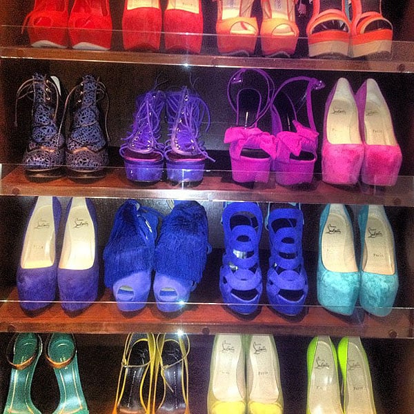 Kim Kardashian shoe closet Kim Kardashian's shoe closet - "Rainbow brights"