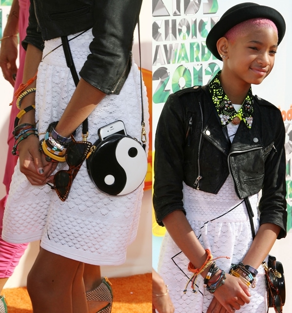 Willow Smith in a Chanel Spring 2012 white dress paired with a wide variety of accessories