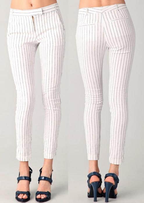 ALC Gwen pants Lightweight cotton-linen pants are designed in a fresh ankle length and patterned with visually slimming stripes