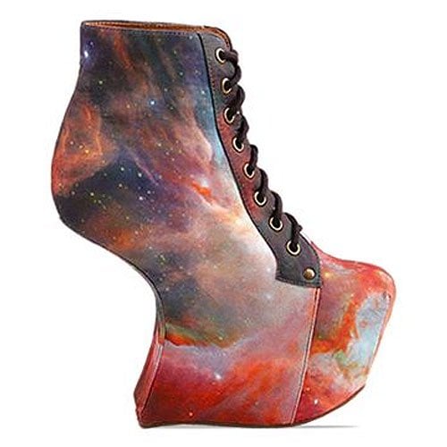 Black Milk X Jeffrey Campbell Night Lita Black Milk X Jeffrey Campbell 'Night Lita' heel-less lace-up boot in Rainbow Galaxy