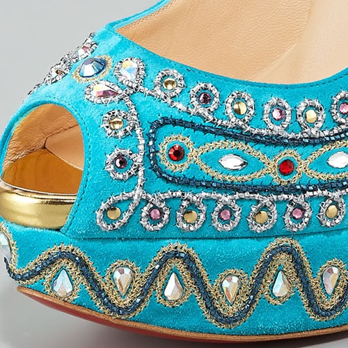 Christian Louboutin Bollywoody Turquoise Christian Louboutin 'Bollywoody' Suede Peep-Toe Pump