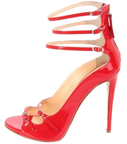 Giuseppe Zanotti Multi Strap Multi Buckle Sandals3 Giuseppe Zanotti Multi-Ankle Strap Sandal in Red Gloss