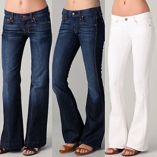 Petite flare jeans DO: a slight flare not wider than the hips and dark washes