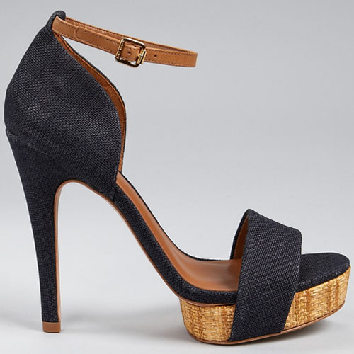 Tory Burch Amina Tory Burch ‘Amina’ Linen Ankle Strap Woven Platform Sandals