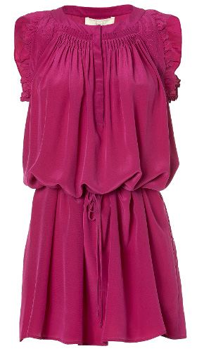 VANESSA BRUNO ATHÉ Fuchsia Belted Silk Dress Front Vanessa Bruno Athé Ruffled silk crepe de chine dress