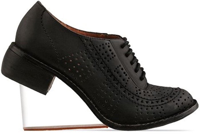 Jeffrey Campbell The Upend Shoe In Black Washed With Clear Wedge