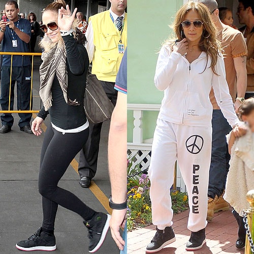 Jennifer Lopez in sneakers Jennifer Lopez arrives at Rio de Janeiro, Brazil on February 19, 2012; Hangs out at The Grove in Hollywood on April 5, 2012