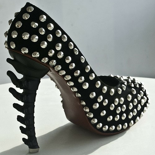 Joco Comendador Battle Galactica pumps Joco Comendador 'Battle Galactica' spiked suede pumps with skeletal heels