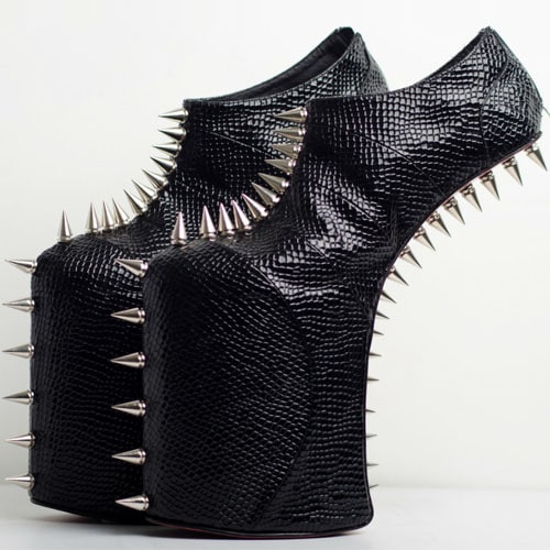 Joco Comendador Schwarz Joco Comendador 'Schwarz' synthetic leather platforms with spike studs