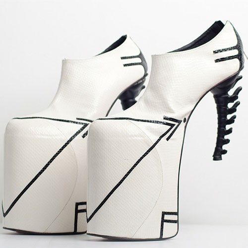 Joco Comendador Weiß Joco Comendador 'Weiß' synthetic serpent leather platforms with resin spine heels