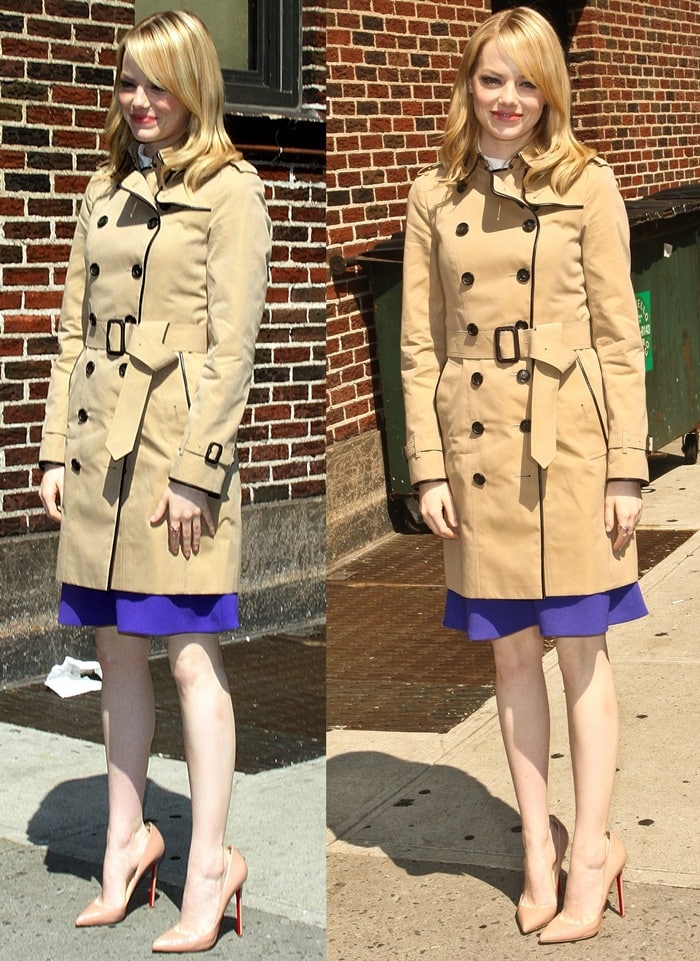 Emma Stone outside the Ed Sullivan Theater for the Late Show with David Letterman in Manhattan in New York City on June 25, 2012
