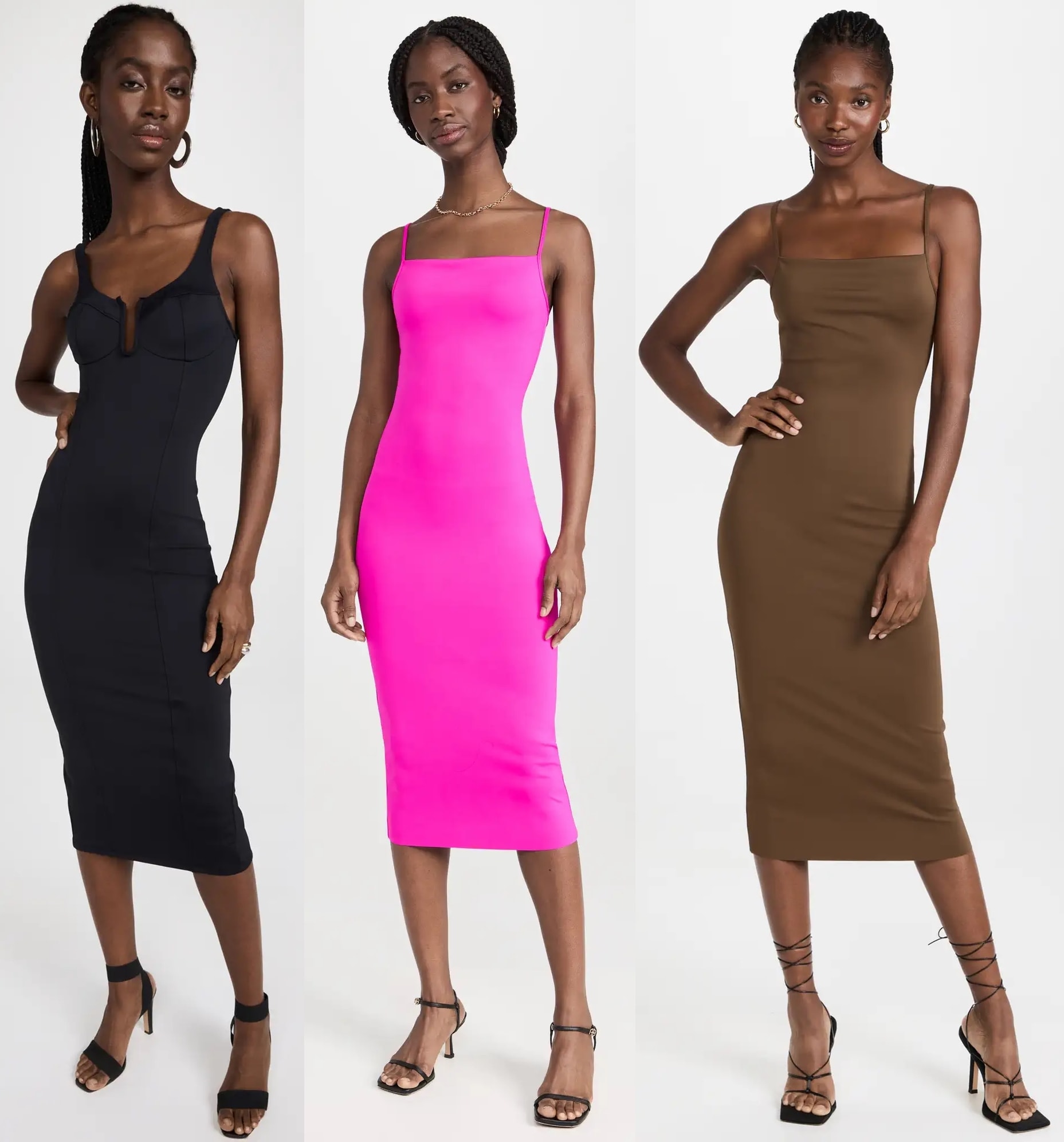 Scuba dresses, inspired by wetsuits, are form-fitting dresses typically made from a stretchy, thick fabric called scuba knit, known for its ability to hold its shape and provide a structured silhouette
