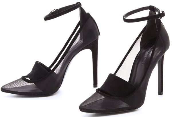 Alexander Wang Sabine mesh and suede strap pumps in black