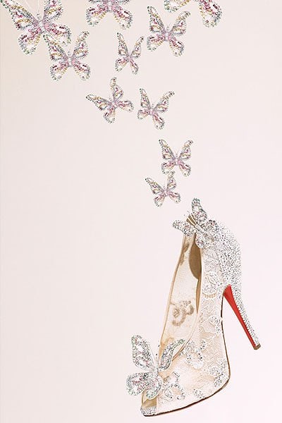 Christian Louboutin Cinderella shoes He recreated glass's sheen and sparkle by encrusting the shoe with Swarovski crystals