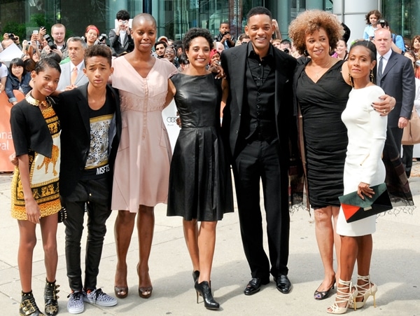 Willow Smith, Jaden Smith, Sidra Smith, Shola Lynch, Will Smith, Angela Davis, and Jada Pinkett Smith attend the 'Free Angela All Political Prisoners' premiere