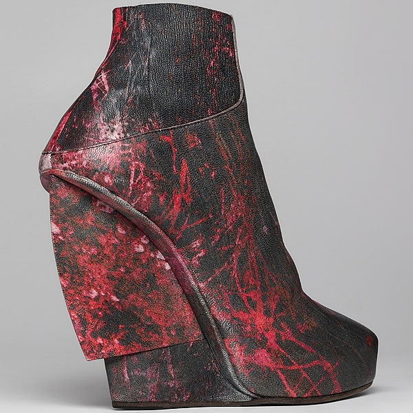 Helmut Lang midnight floral leather wedge bootie Helmut Lang midnight floral leather wedge bootie