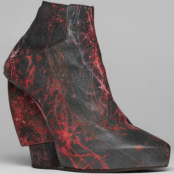 Helmut Lang midnight floral leather wedge bootie Helmut Lang midnight floral leather wedge bootie