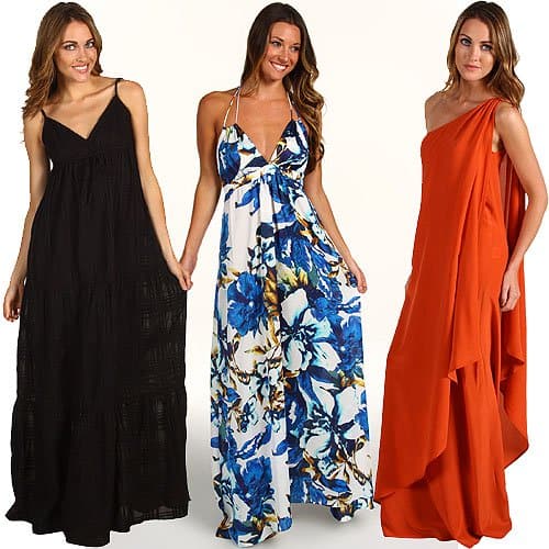 Maternity maxi dresses Showcasing a selection of flowy and comfortable maxi dresses, ideal for expectant mothers, including designs like Michael Stars 'Marisa', Tbags Los Angeles, and Winter Kate 'Kamala'