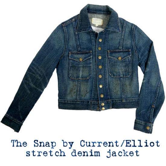 CurrentElliot The Snap Stretch Denim Jacket The cropped design of Katie Holmes' favored Current/Elliot 'The Snap' stretch denim jacket