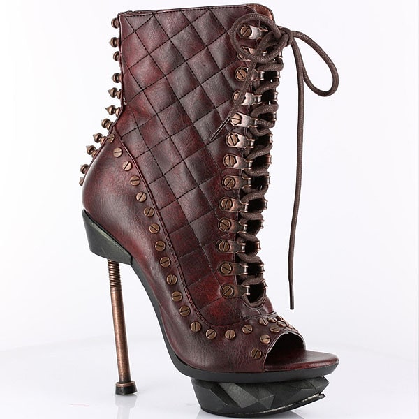 Hades IXX Hades 'IXX' quilted screw studded lace-up platform booties