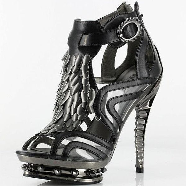 Hades Orion Hades 'Orion' metal plate fringe skeleton heel platform booties