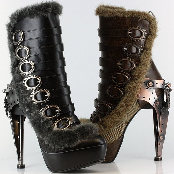 Hades Polaro Hades 'Polaro' fur-trimmed buckled platform booties