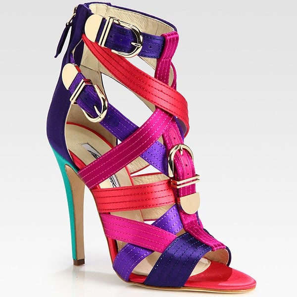 Brian Atwood Encanta Brian Atwood 'Encanta' buckled multicolored strappy satin sandals