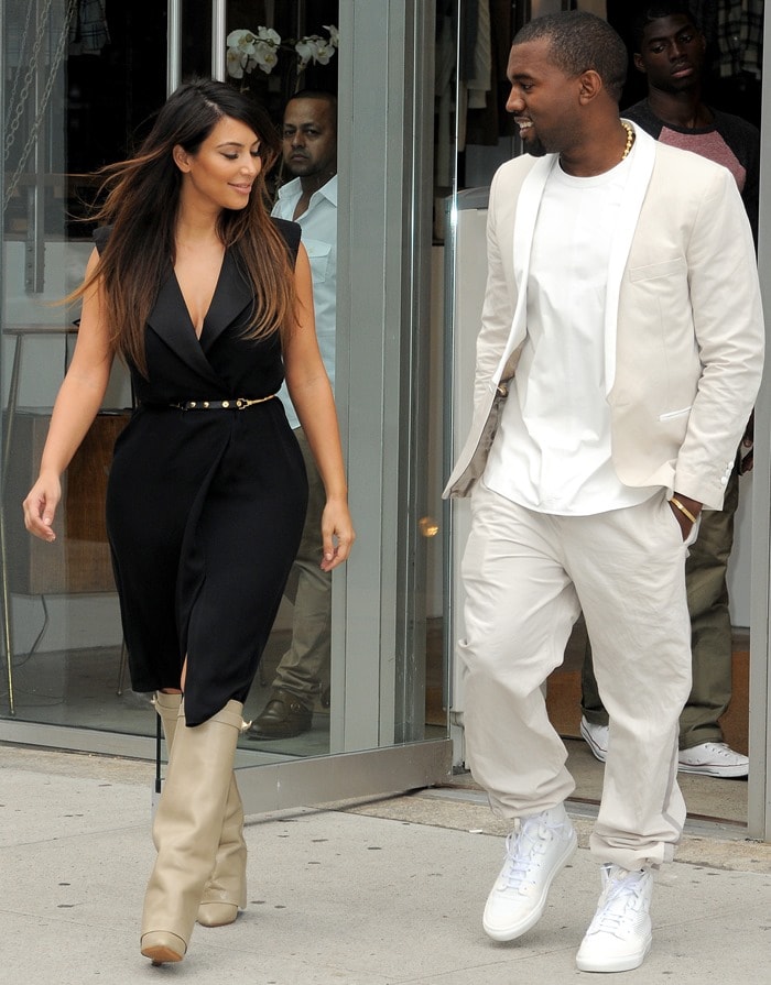 Kim Kardashian wearing Givenchy shark-lock fold-over wedge boots