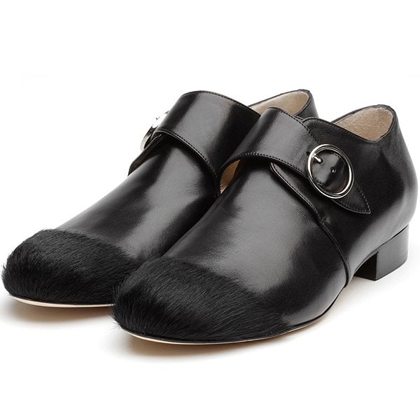 Liam Fahy Nicole Cavallino Liam Fahy 'Nicole' pony hair toe monk strap shoes