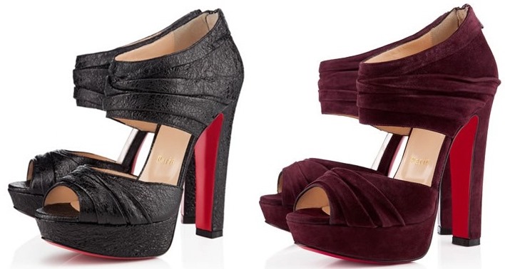 Christian Louboutin 'Applique' Sandals in Black and Bordeaux