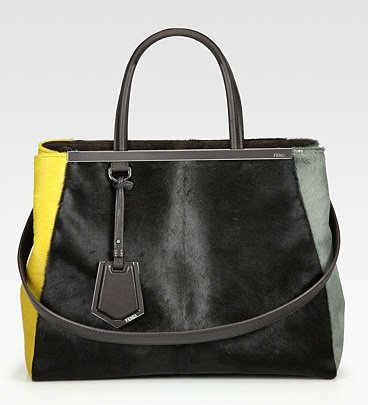 fendi 2jours colorblock haircalf tote Fendi 2Jours Colorblock Haircalf Tote
