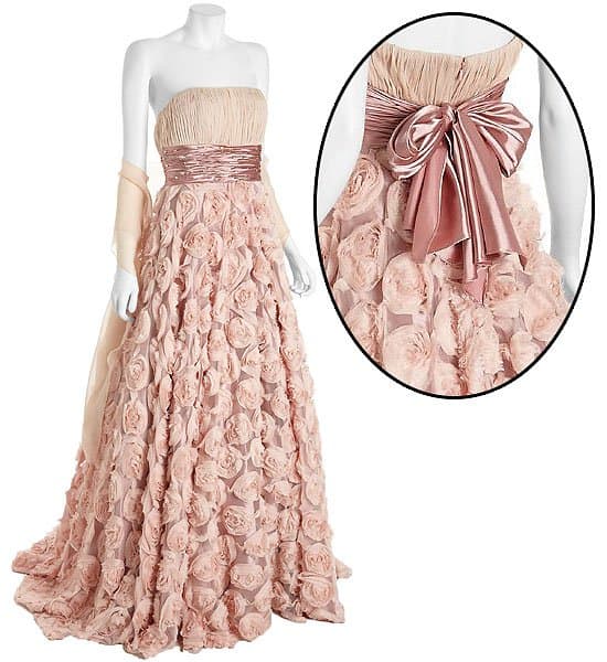 Alberto Makali silk strapless rosette gown with shawl Alberto Makali silk strapless rosette gown with a shawl
