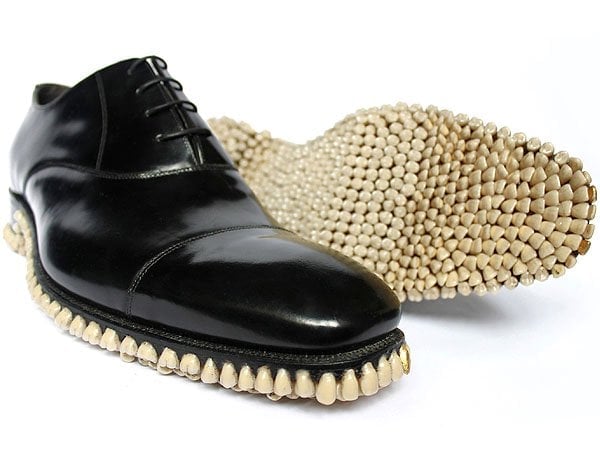 Apex Predator Shoes Fantich and Young took a pair of men's brogues from British footwear brand Baker, glued 1,050 teeth dentures on the soles and finished them off with two gold teeth at the toes