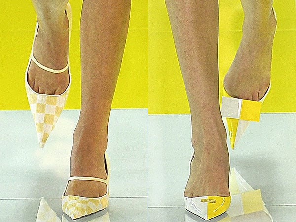 Louis Vuitton Spring 2013 shoes Models strut in checkered pointy toe shoes down the Louis Vuitton Spring/Summer 2013 runway