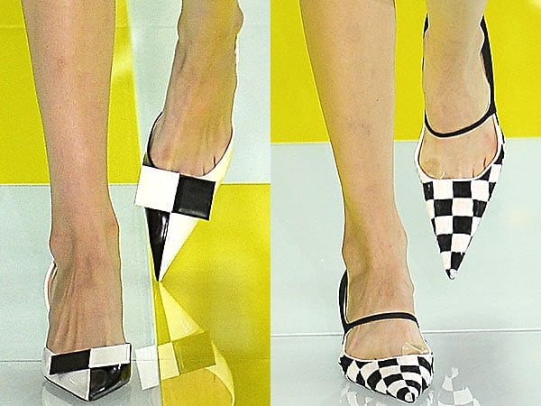 Louis Vuitton Spring 2013 shoes Models strut in checkered pointy toe shoes down the Louis Vuitton Spring/Summer 2013 runway