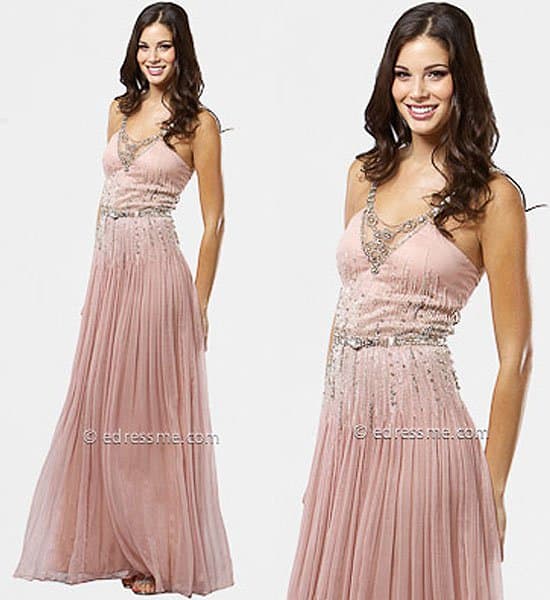 Mignon powder pink jeweled evening dress Mignon powder pink jeweled evening dress