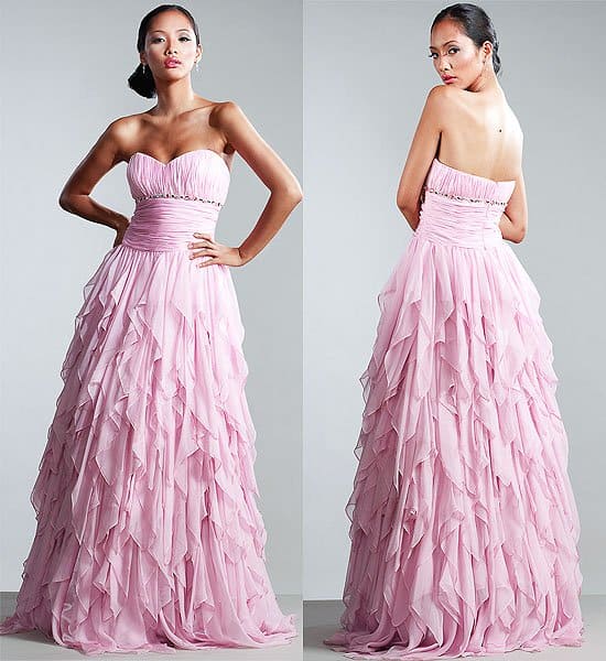 Nika strapless layered evening gown Nika strapless layered evening gown